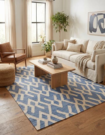 4' 9 x 5' 6 Hand Woven Kilim Modern Wool Rug