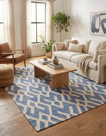 4' 9 x 5' 6 Hand Woven Kilim Modern Wool Rug