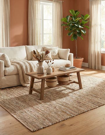 6' 1 x 9' Hand Woven Leather Metallic Jute Rug
