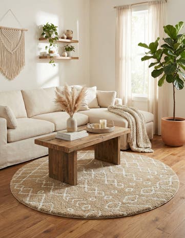 Taupe Marrakesh Shag Round Rug