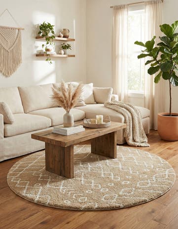 Taupe Marrakesh Shag Round Rug