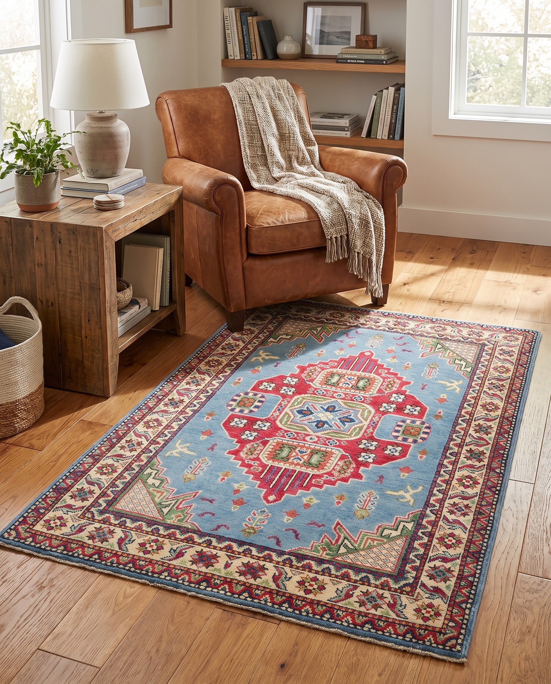 3' 5 x 4' 11 Hand Knotted Kazak Rug