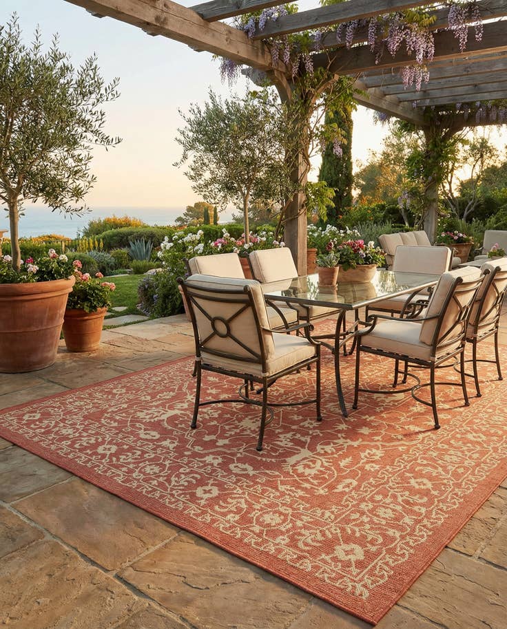 Detail image of 7' x 10' Easy-Clean Botanical Indoor / Outdoor Rug