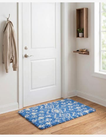 Periwinkle Blue Moroccan Trellis Shag Rug
