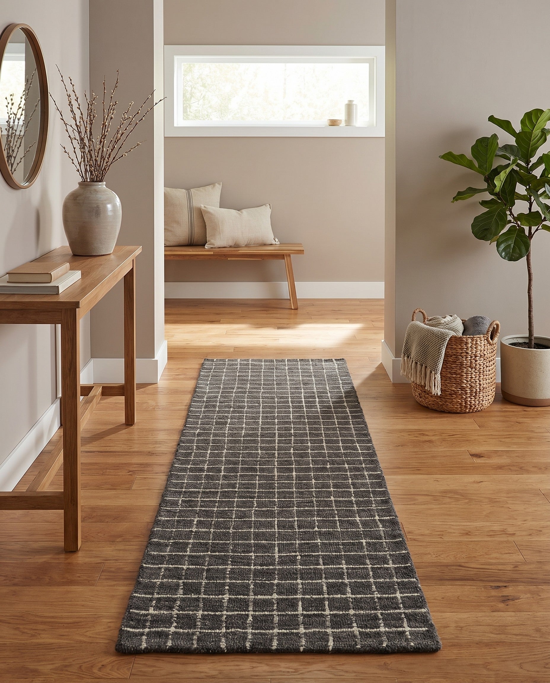 Storm Cloud Gray Heritage Line Wool Runner Rug