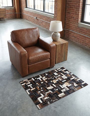 2' 1 x 3' Cowhide Leather Rug
