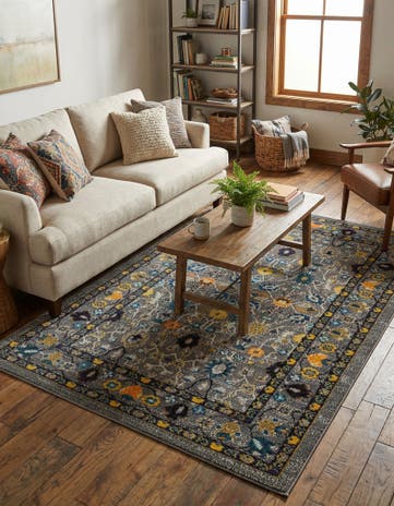 Gray Washable Fleur Rug