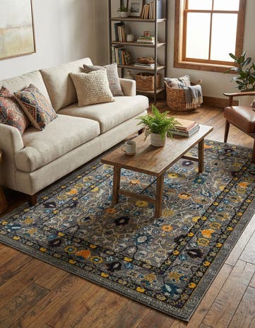 Gray Washable Fleur Rug