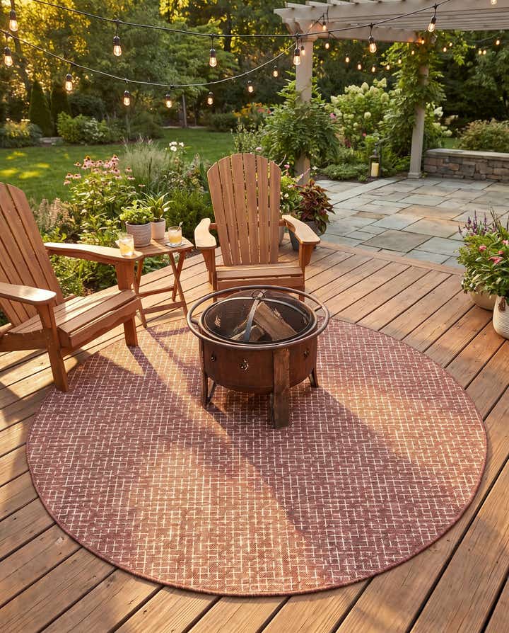 6' x 6' Easy-Clean Checkered Indoor / Outdoor Round Rug