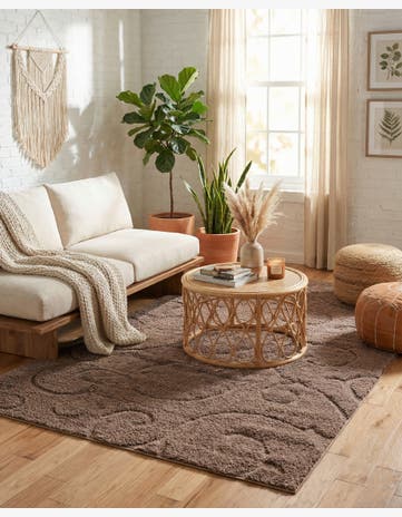 Brown Botanical Shag Rug
