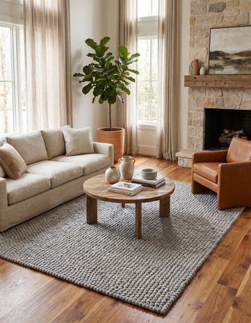 8' x 10' Felt Ball Wool Rug