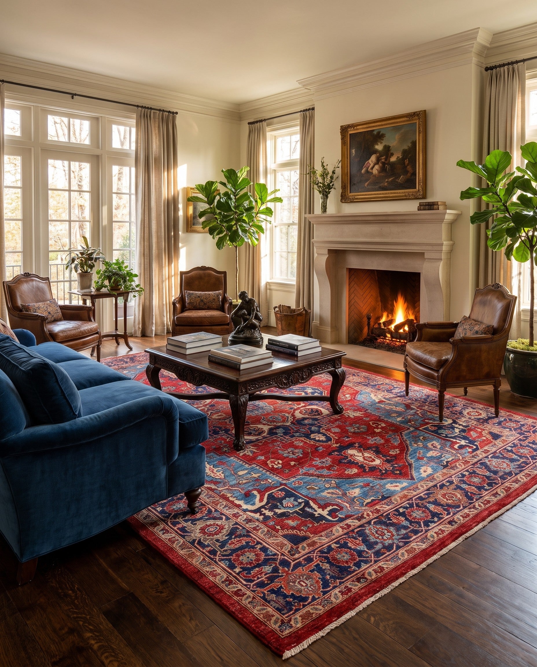 6' 11 x 9' 10 Hand Knotted Heriz Rug