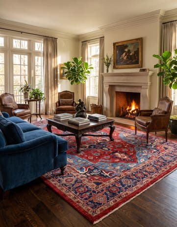 6' 11 x 9' 10 Hand Knotted Heriz Rug