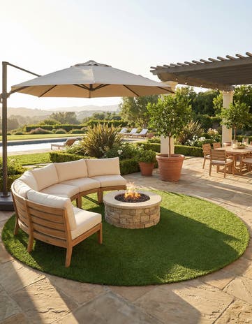 Green Easy-Clean Grass Indoor / Outdoor Round Rug