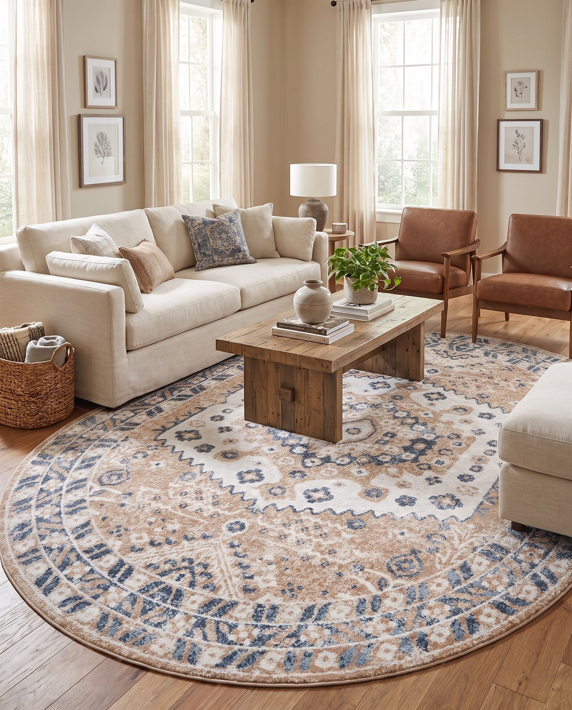 Beige Oxford Oval Rug