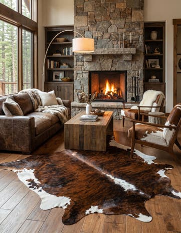 6' 7 x 7' 2 Cowhide Leather Square Rug