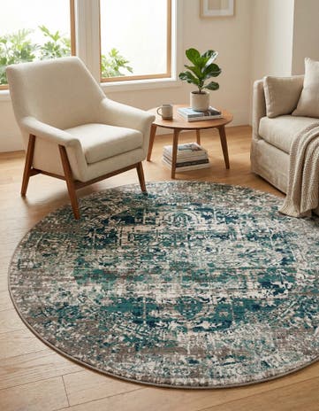 Blue Aarhus Round Rug