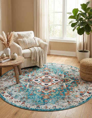 Turquoise Amulet Round Rug