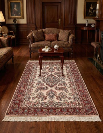 4' 5 x 6' Hand Knotted Sarough Wool Rug
