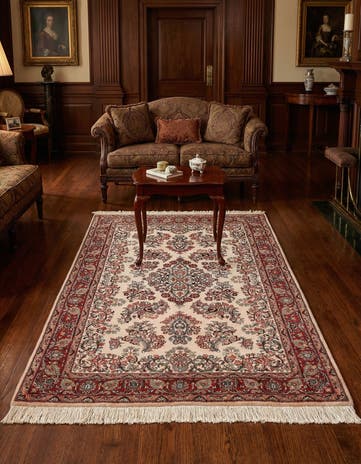 4' 5 x 6' Hand Knotted Sarough Wool Rug