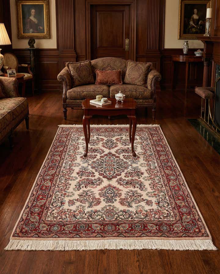 4' 5 x 6' Hand Knotted Sarough Wool Rug