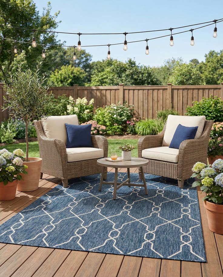 Detail image of 5' 3 x 8' Easy-Clean Lattice Indoor / Outdoor Rug