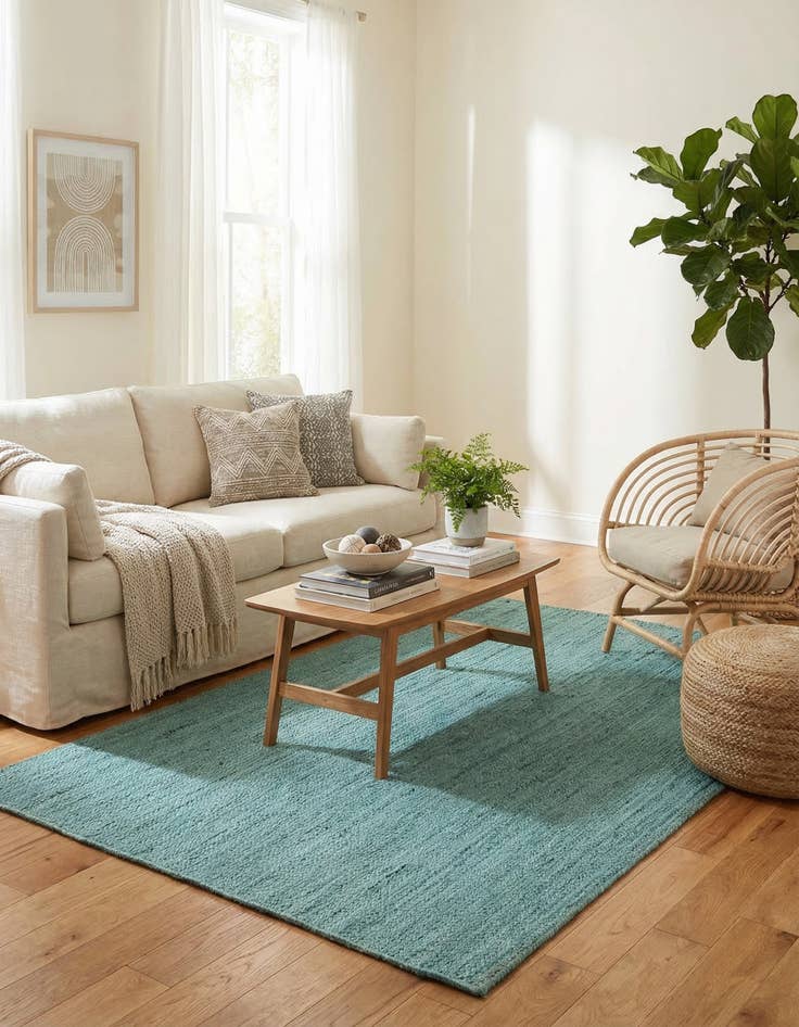 Detail image of 5' 1 x 8' Handmade Braided Jute Rug