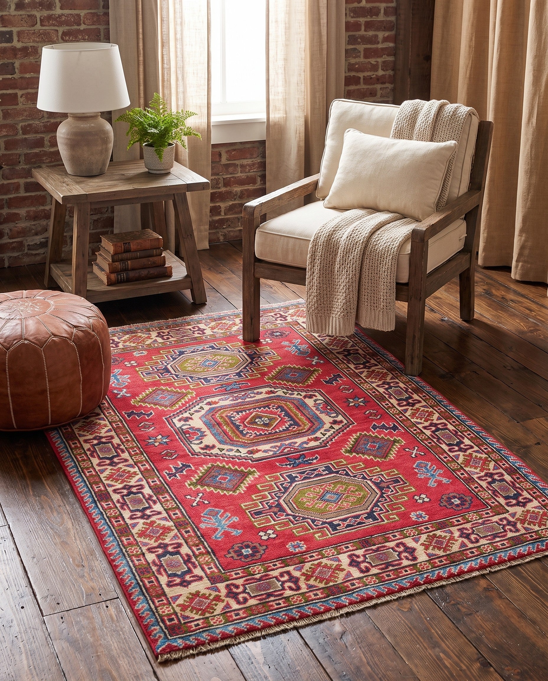 3' 3 x 4' 9 Hand Knotted Kazak Rug