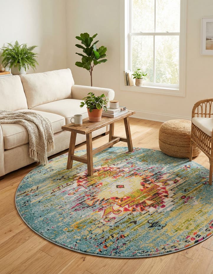6' x 6' Washable Carnevale Round Rug