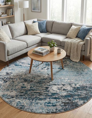 Blue Leipzig Round Rug