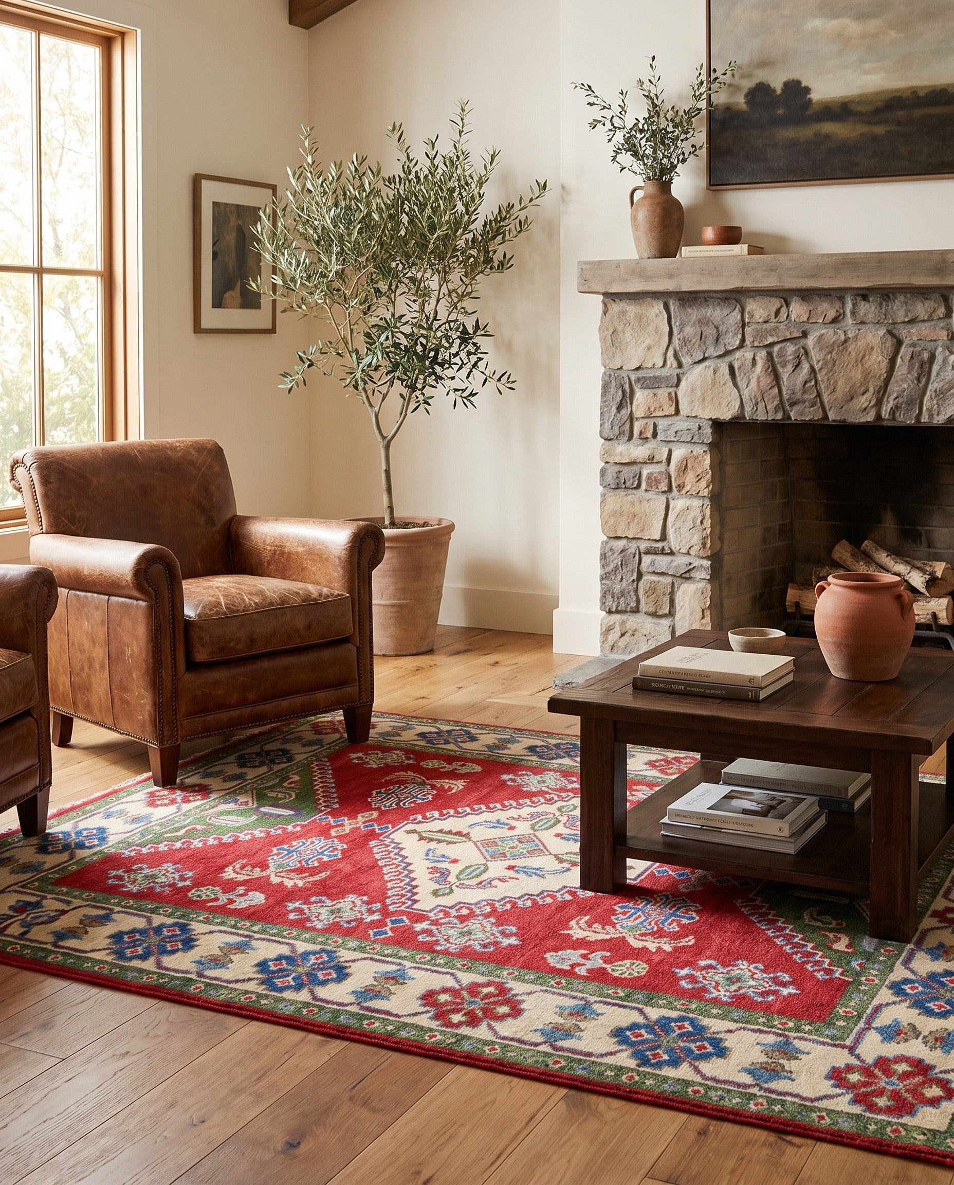 3' 5 x 5' 1 Hand Knotted Kazak Rug