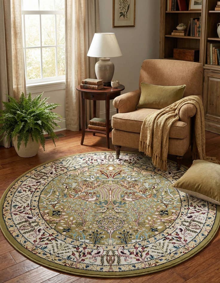 Detail image of 5' 3 x 5' 3 Nain Design Round Rug