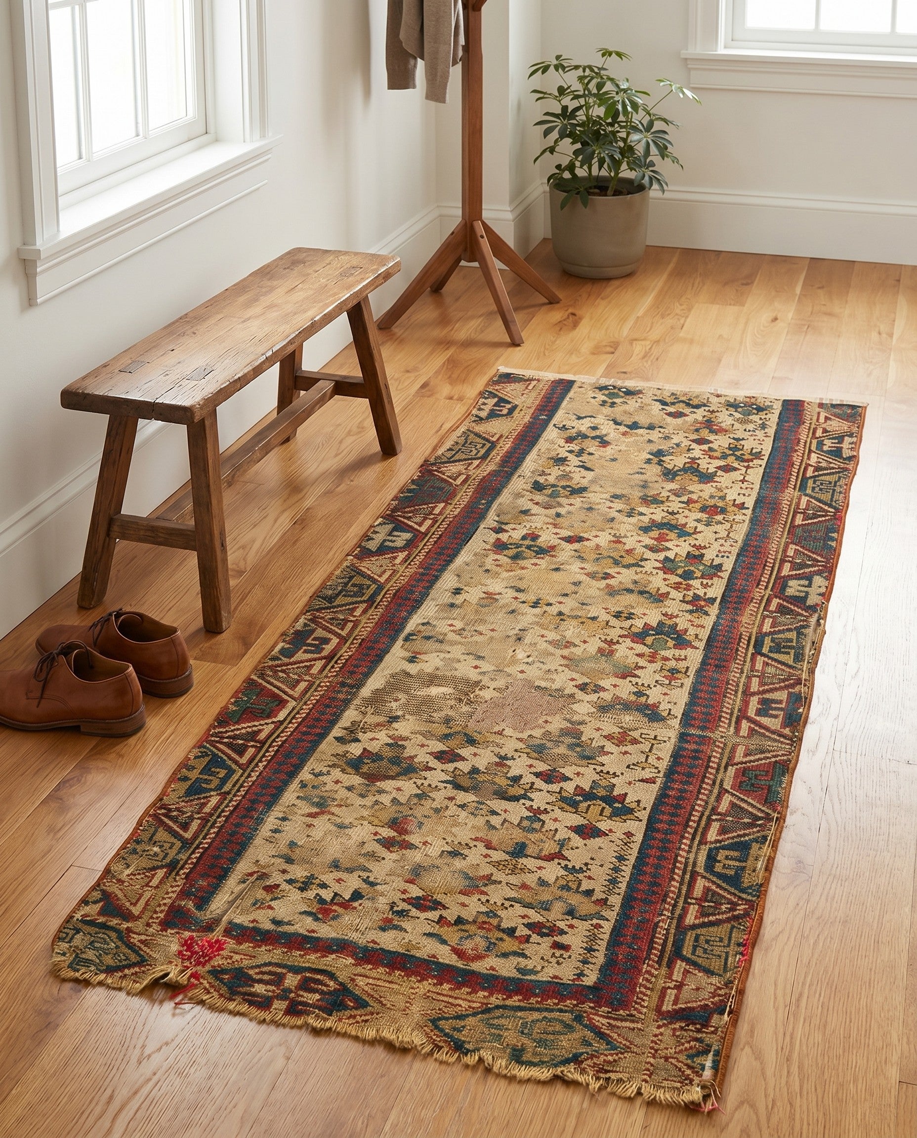 2' 2 x 4' 4 Hand Knotted Shirvan Persian Wool Runner Rug