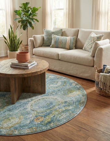 Light Blue Santiago Round Rug