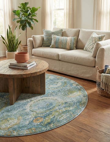 Light Blue Santiago Round Rug