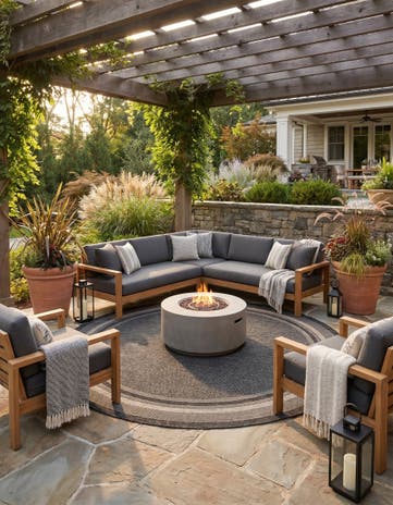 10' 8 x 10' 8 Easy-Clean Border Indoor / Outdoor Round Rug