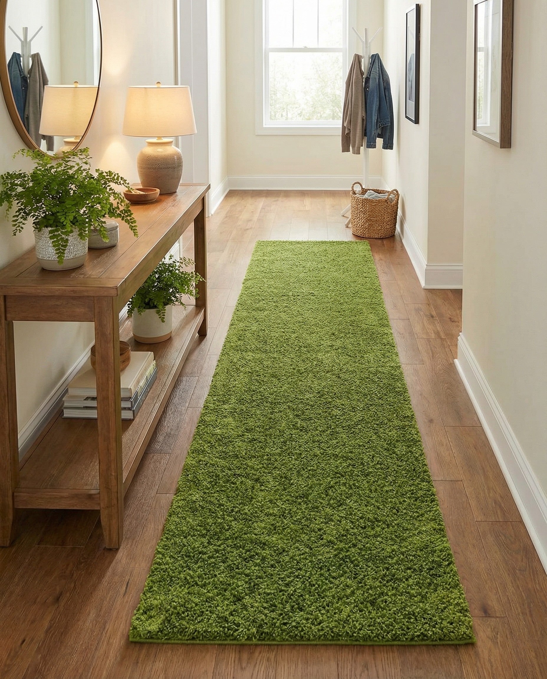 2' 7 x 14' Solid Shag Runner Rug