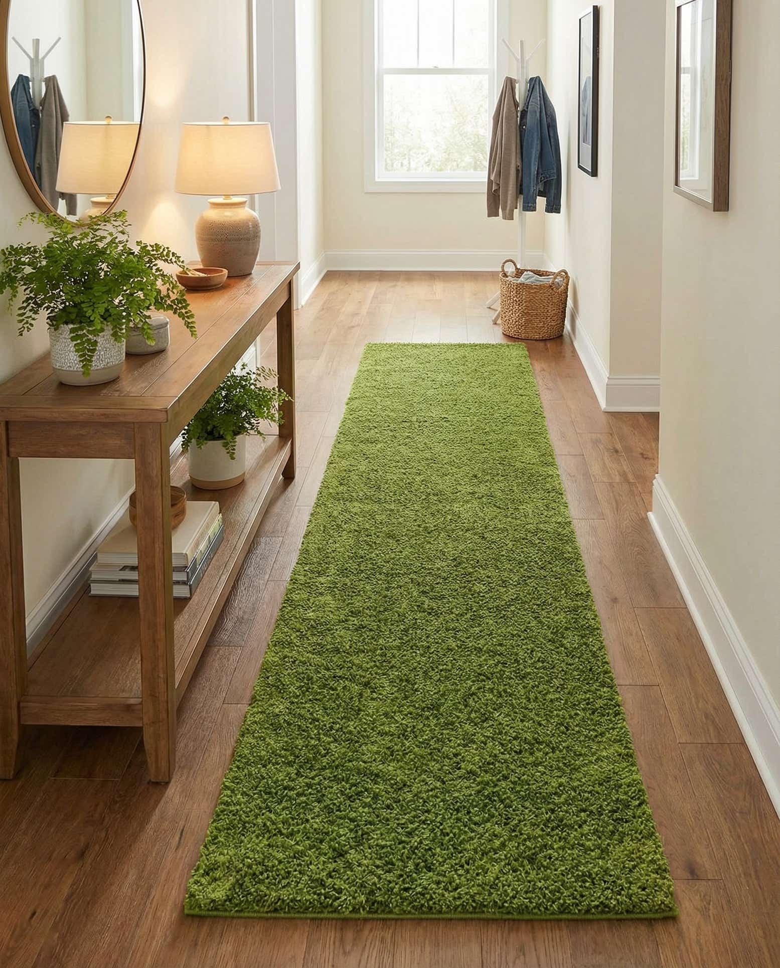 2' 7 x 14' Solid Shag Runner Rug