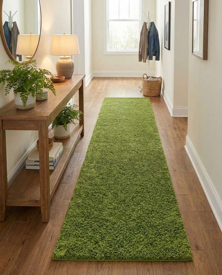 2' 7 x 14' Solid Shag Runner Rug