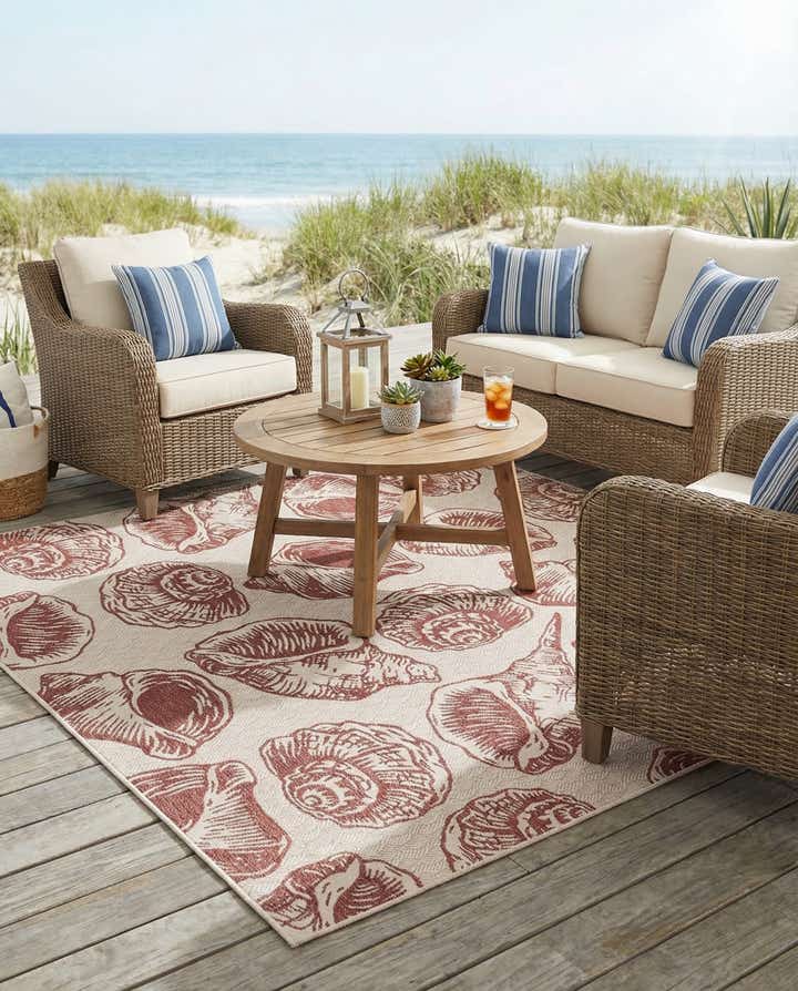 10' x 10' Easy-Clean Coastal Indoor / Outdoor Square Rug