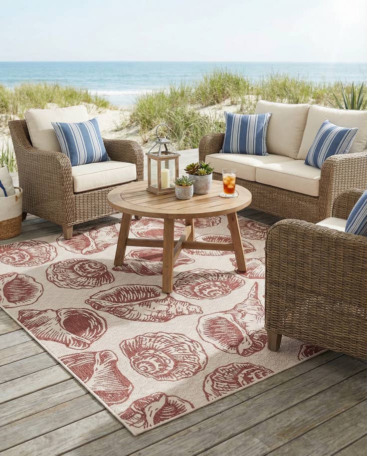Detail image of 10' x 10' Easy-Clean Coastal Indoor / Outdoor Square Rug