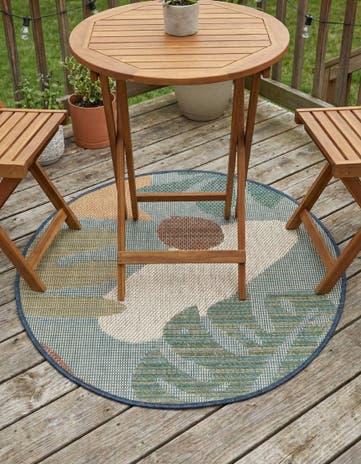 3' 3 x 3' 3 Easy-Clean Baja Indoor / Outdoor Round Rug