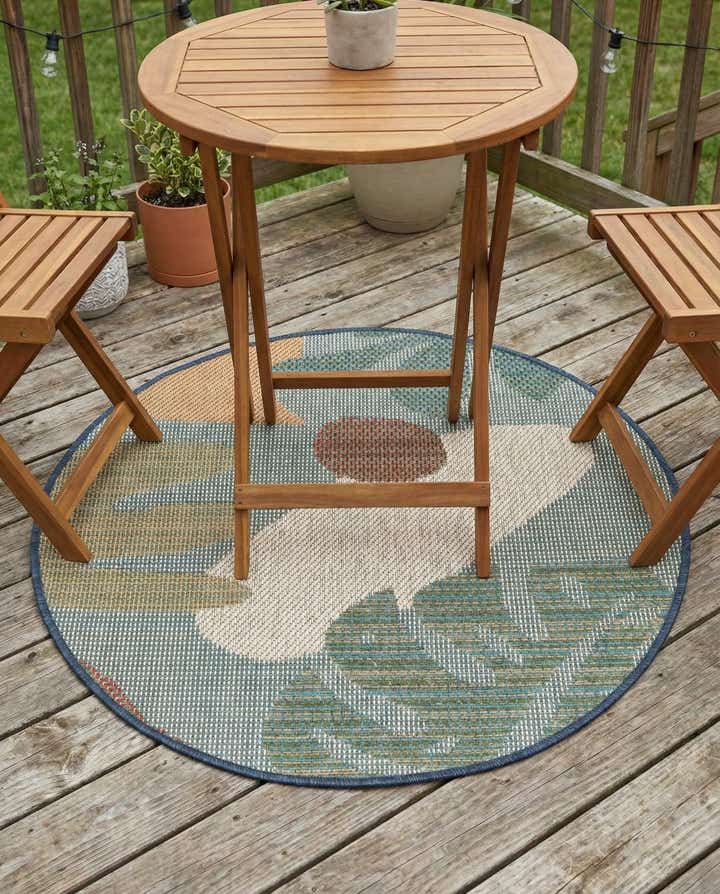 3' 3 x 3' 3 Easy-Clean Baja Indoor / Outdoor Round Rug