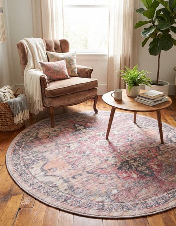 6' x 6' Washable Nostalgia Round Rug