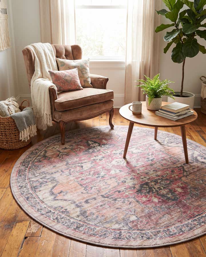 185cm x 185cm Lavable Nostalgia Tapis Rond