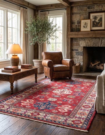 4' x 6' 10 Hand Knotted Kazak Rug