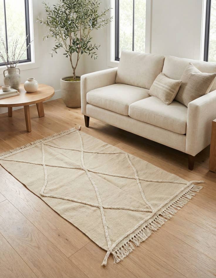 Detail image of 3' 3 x 5' 2 Hand Woven Moroccan Wool Rug