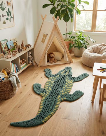 Green Playtime Kids Wool Freeform Rug