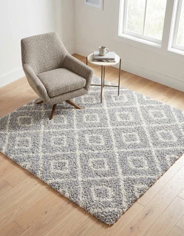 6' x 6' Lattice Shag Square Rug