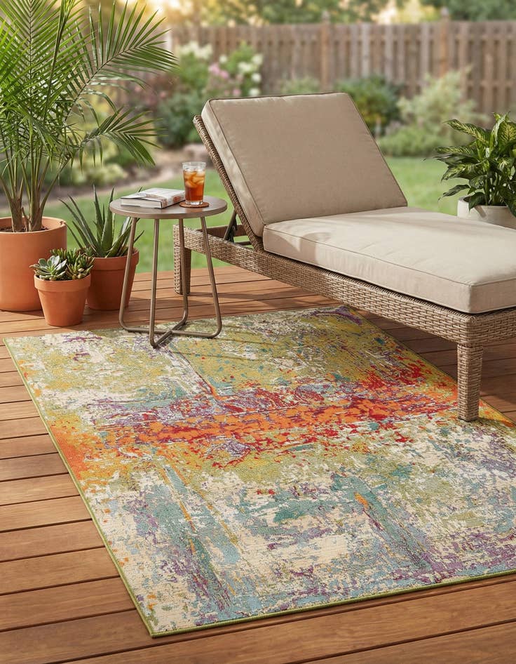 Detail image of 3' 3 x 5' 3 Washable Modern Indoor / Outdoor Rug